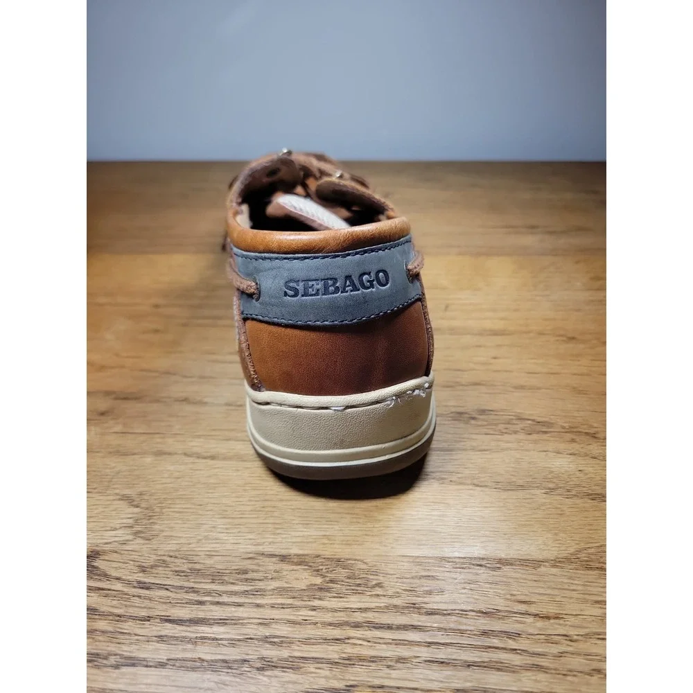 Sebago Clovehitch II Ambergold Brown Leather Boat Shoes Mens 10.5 M Marine Grip